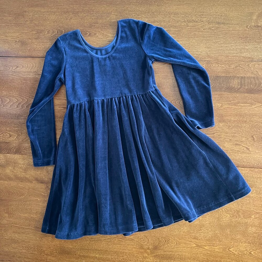 Hanna Andersson navy velour dress 120 - Picture 4 of 5